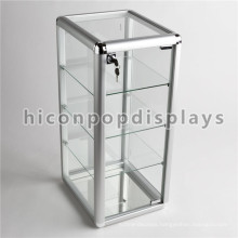 Simple Table Top Lockable Small Accessories Shop Merchandising 4-Tier Glass Display Units For Sale
